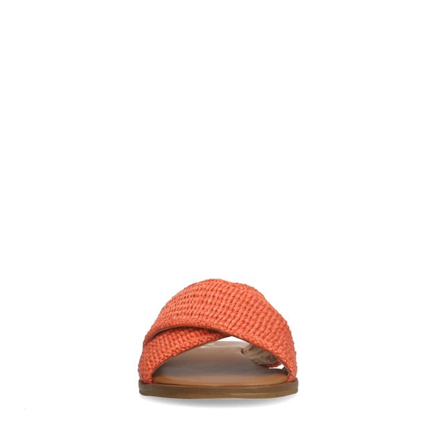 Oranje slippers met gekruiste bandjes