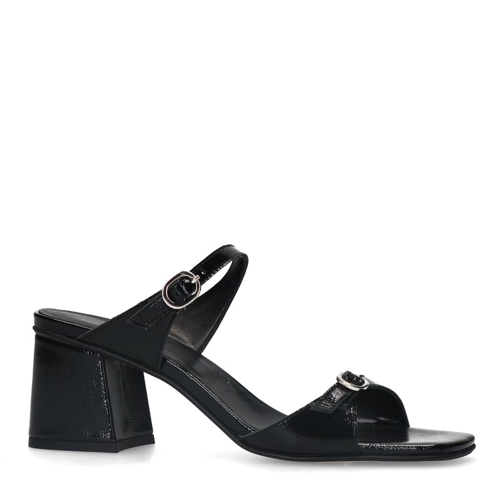 Sandales à talon en cuir - noir