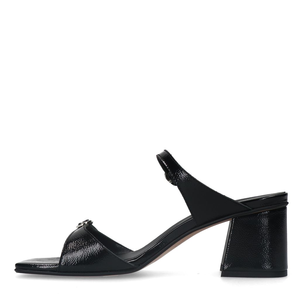 Sandales à talon en cuir - noir