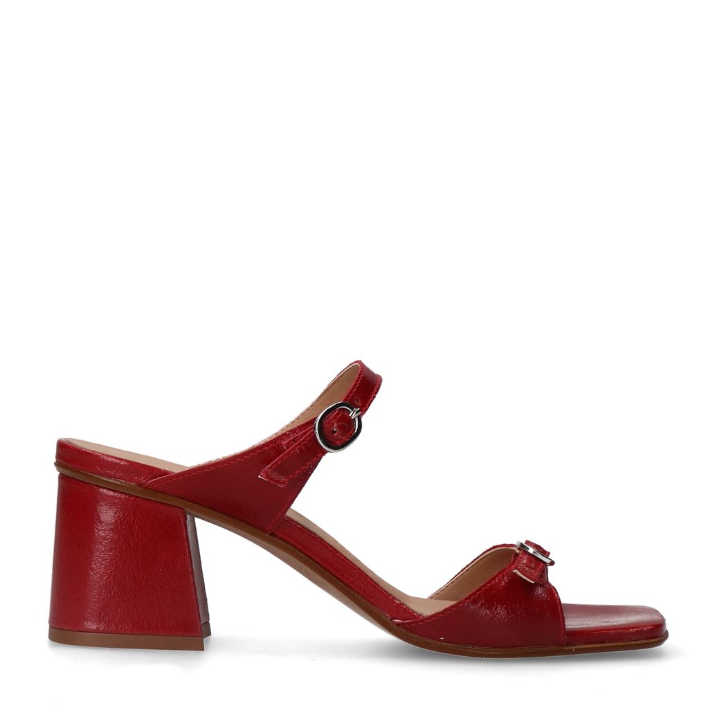 Sandales cuir à talon - rouge