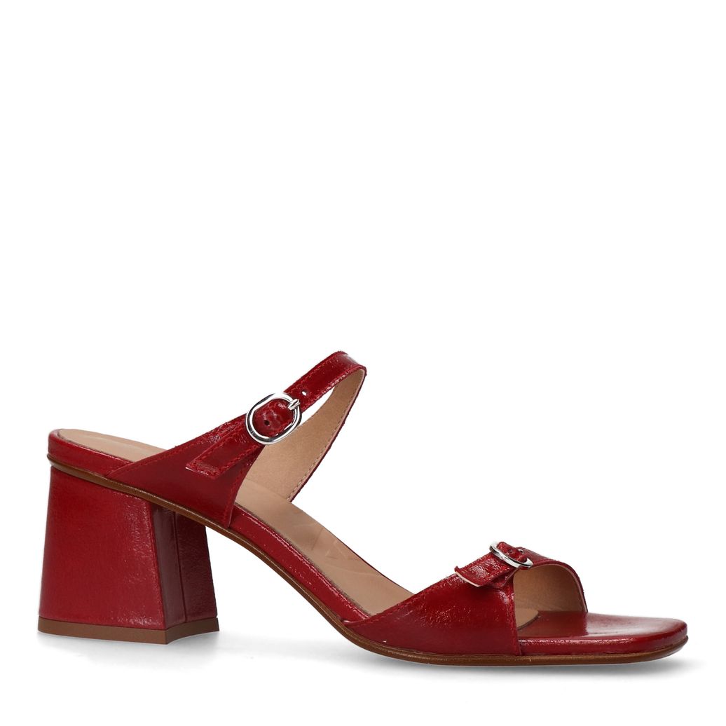 Sandales cuir à talon - rouge