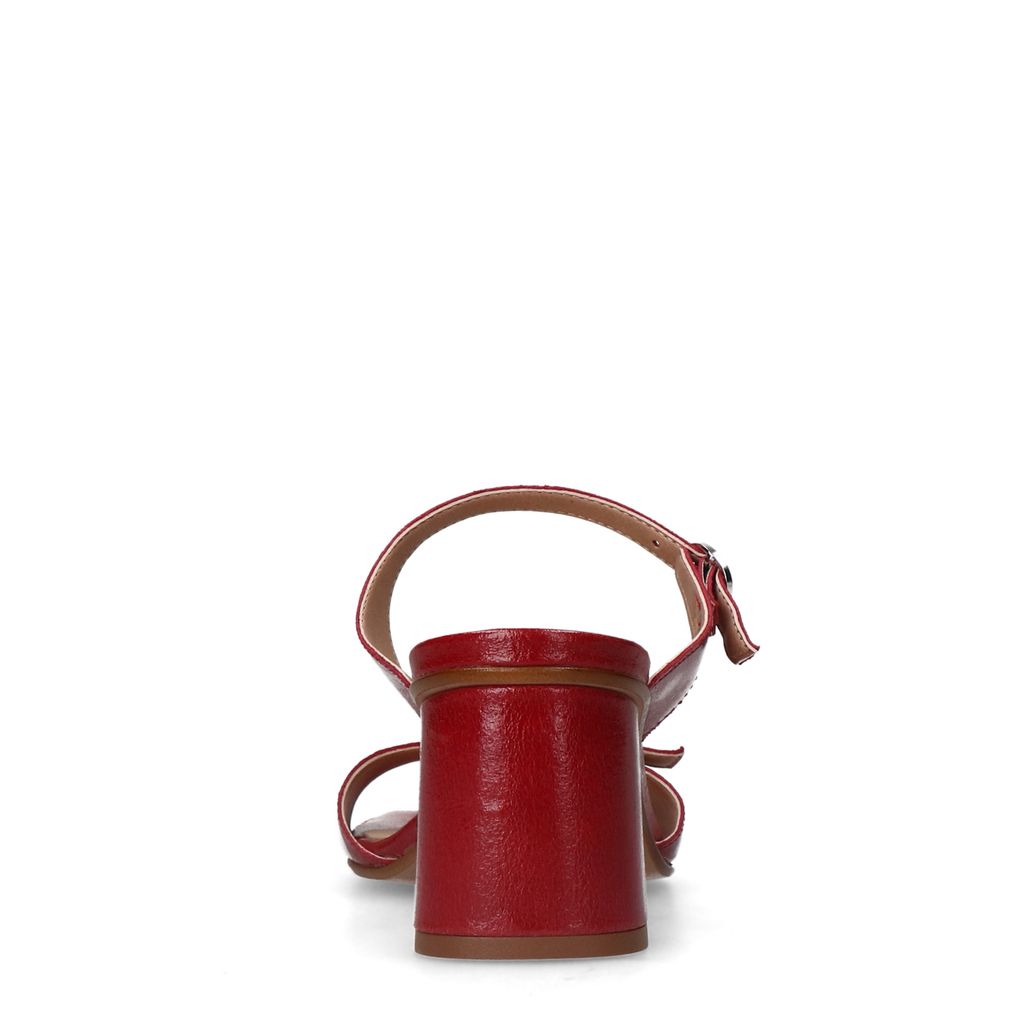 Sandales cuir à talon - rouge