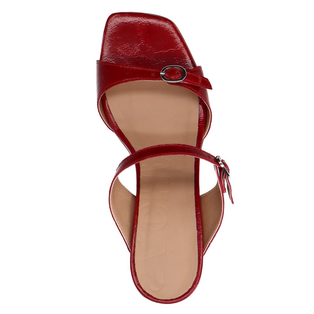 Rode leren sandalen met hak