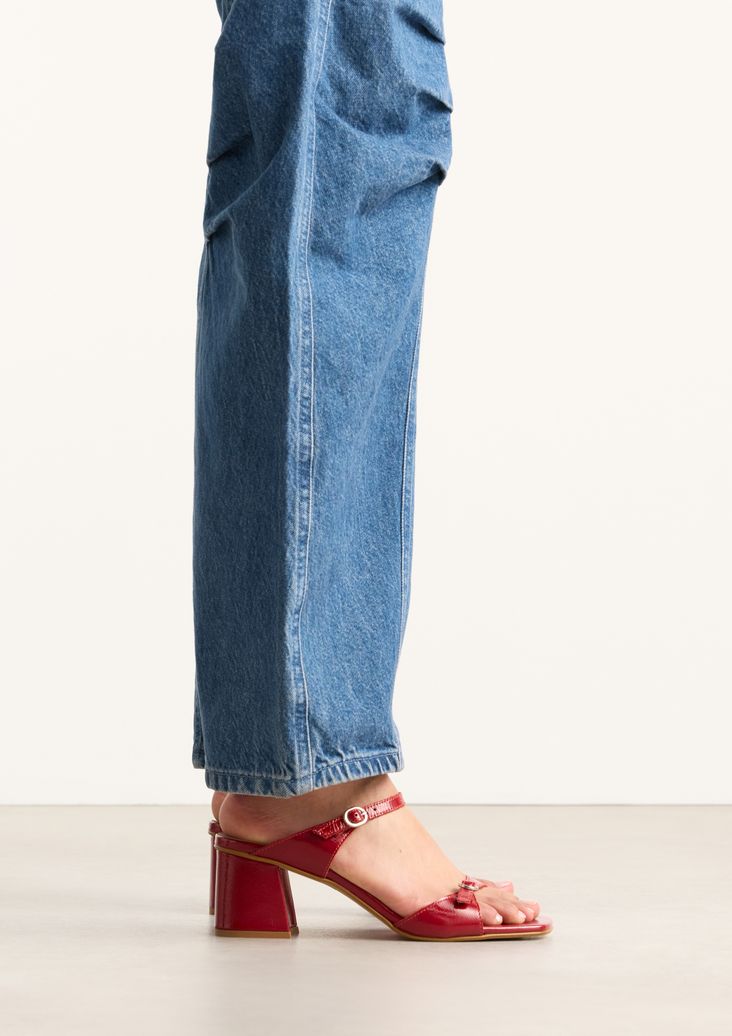 Sandales cuir à talon - rouge