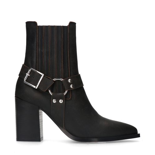 Santiags en cuir avec boucle - noir