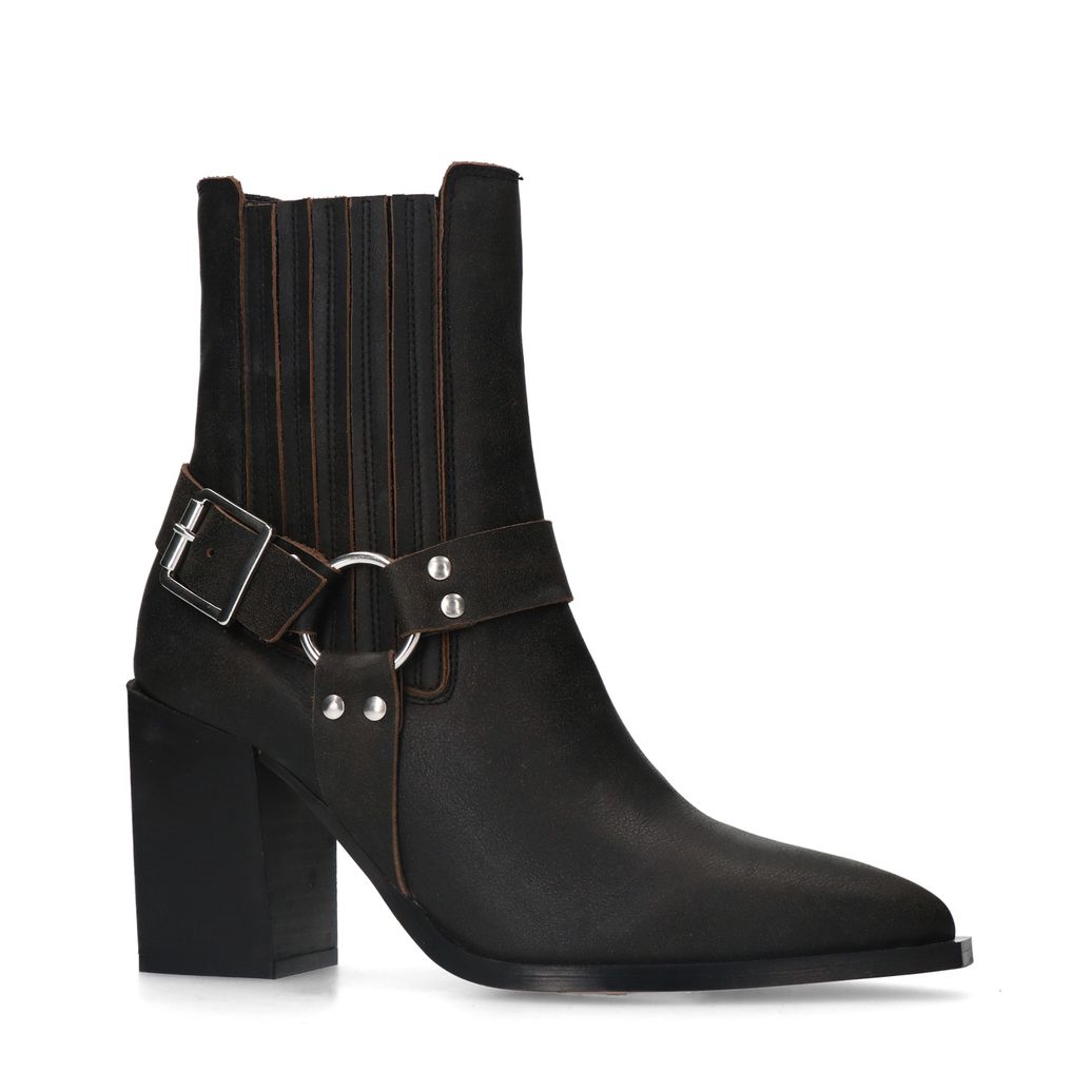 Zwarte leren western laarsjes met buckle