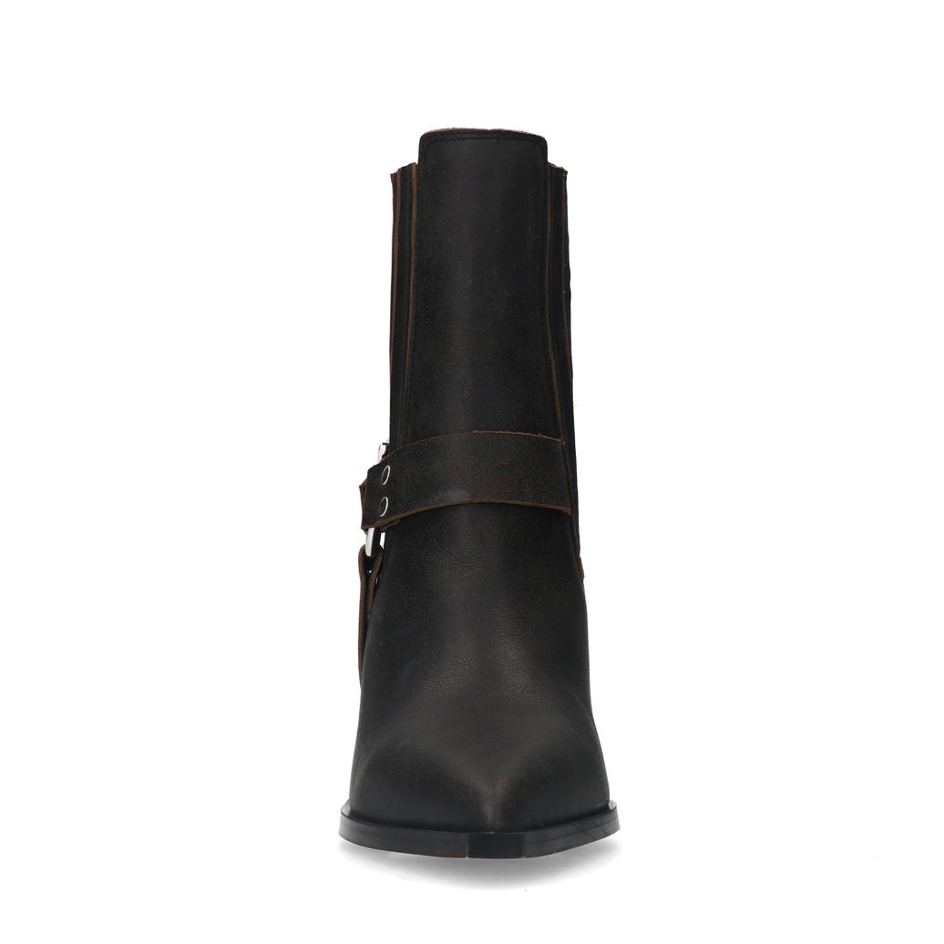Zwarte leren western laarsjes met buckle