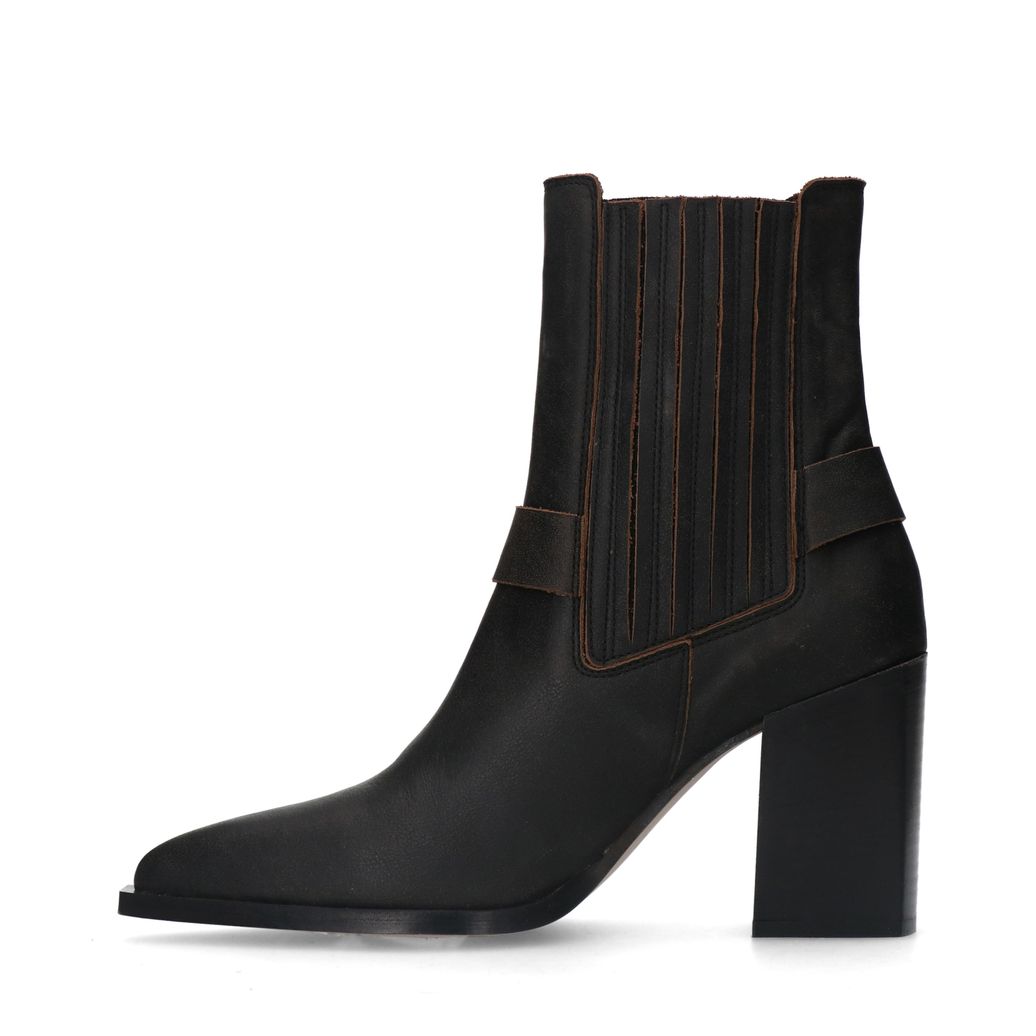 Zwarte leren western laarsjes met buckle