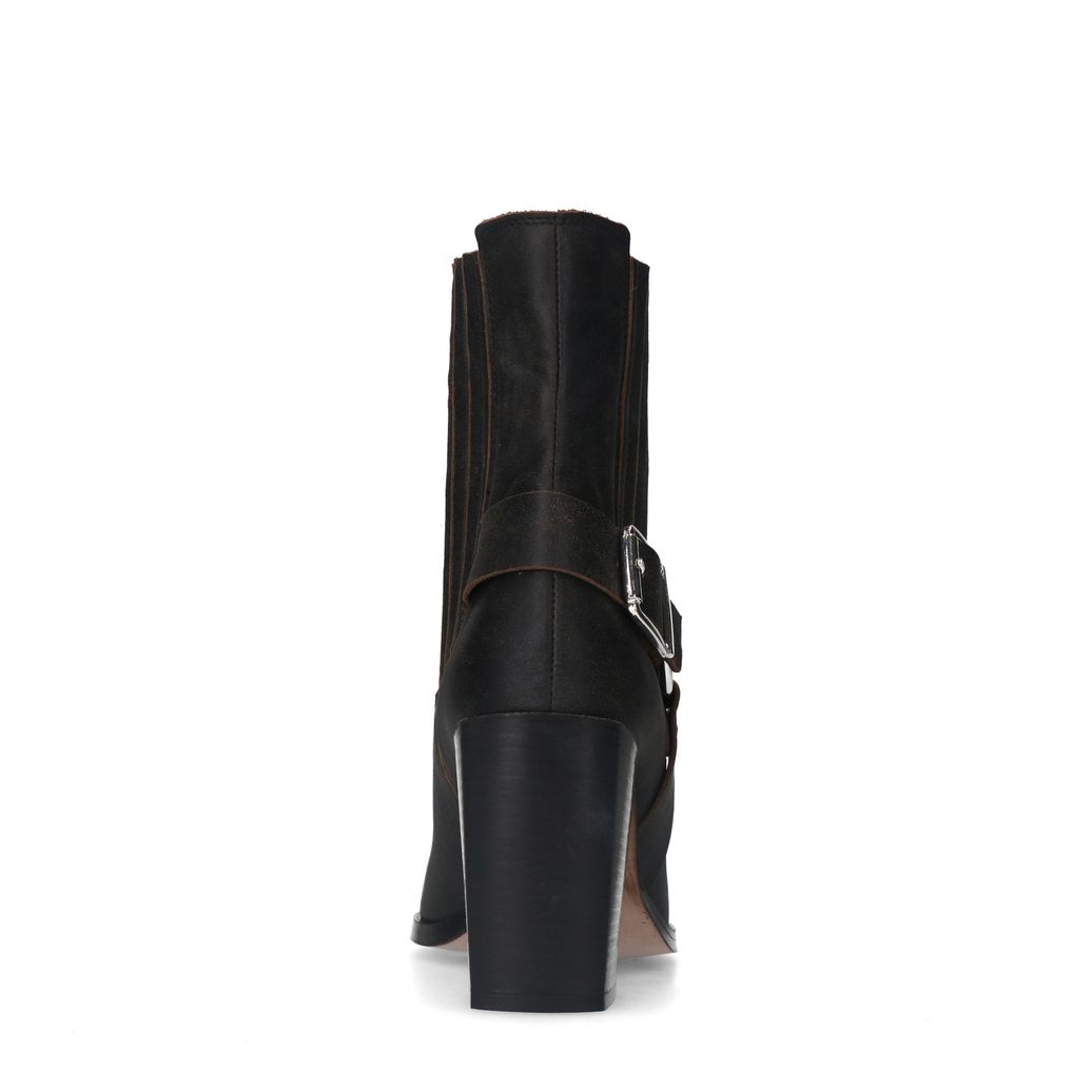 Zwarte leren western laarsjes met buckle