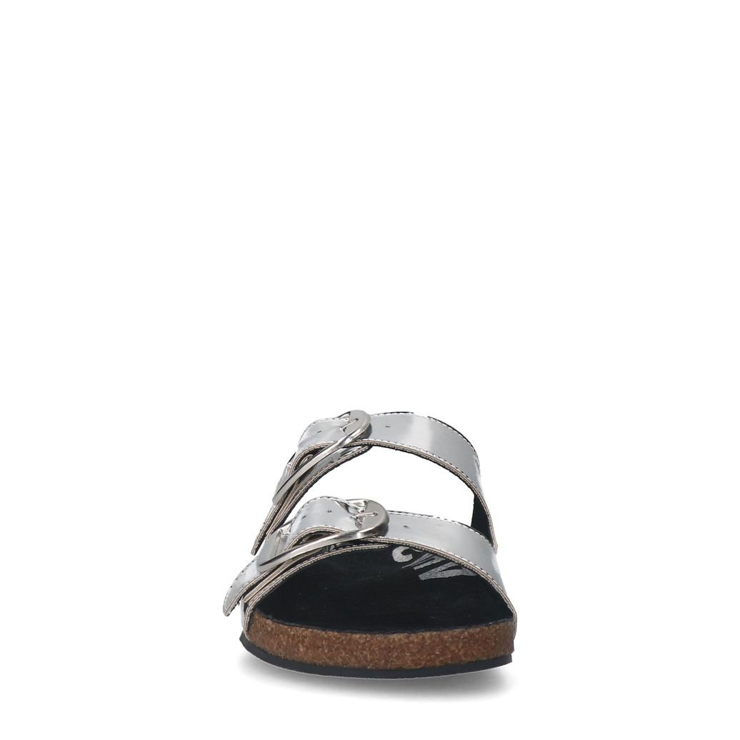 Zilveren metallic sandalen met gespen