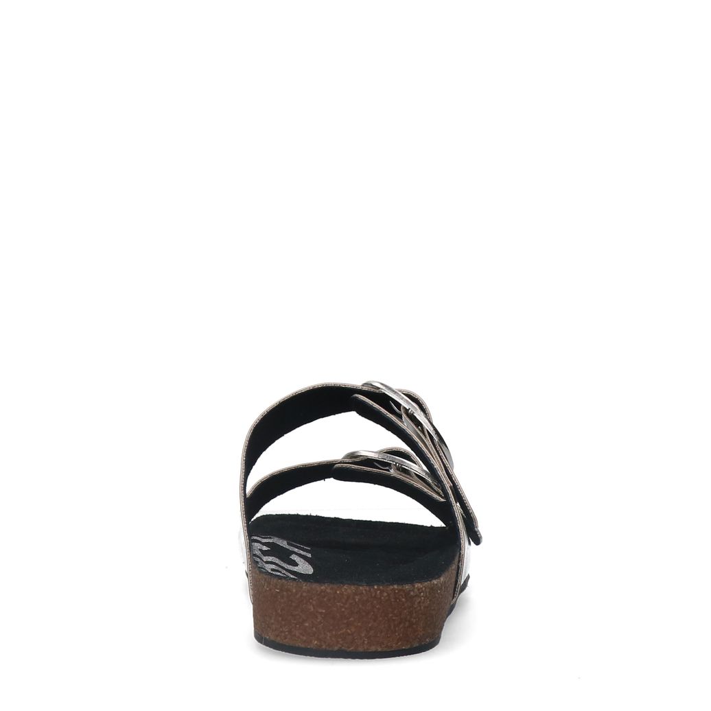 Zilveren metallic sandalen met gespen