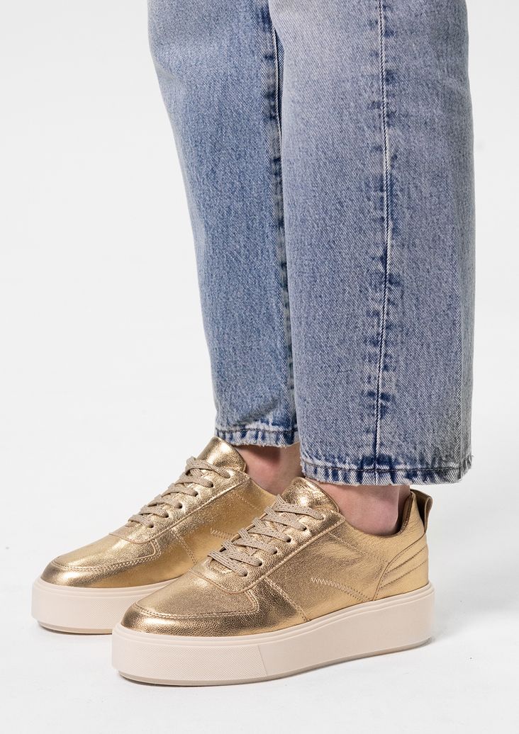 Gouden metallic leren sneakers