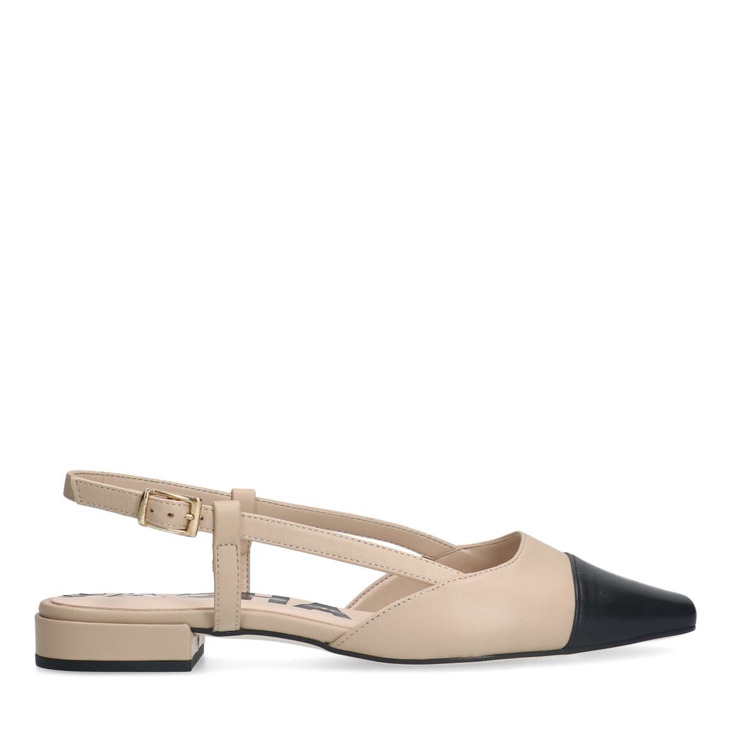 Beige leren slingbacks