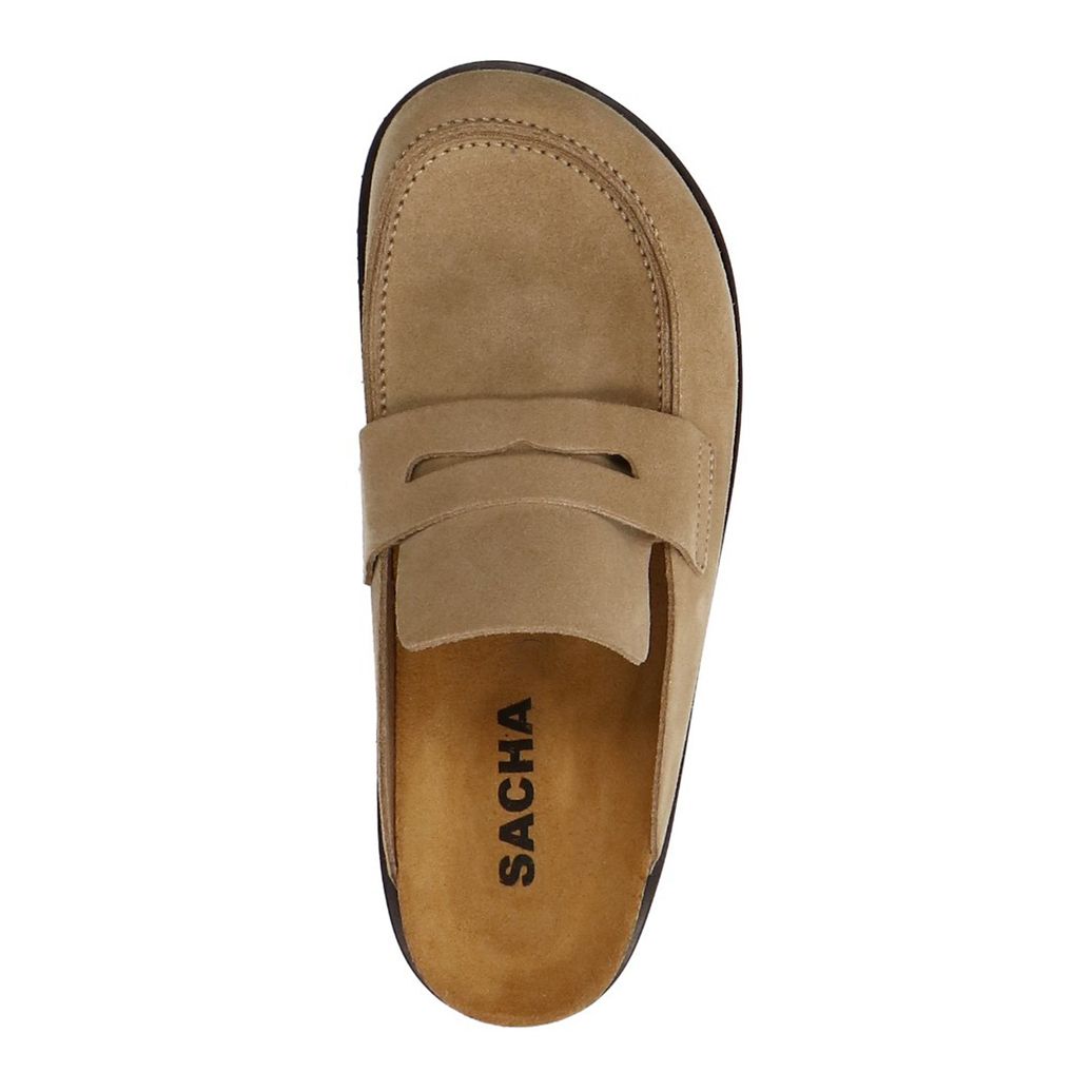 Chaussures à enfiler en daim - taupe