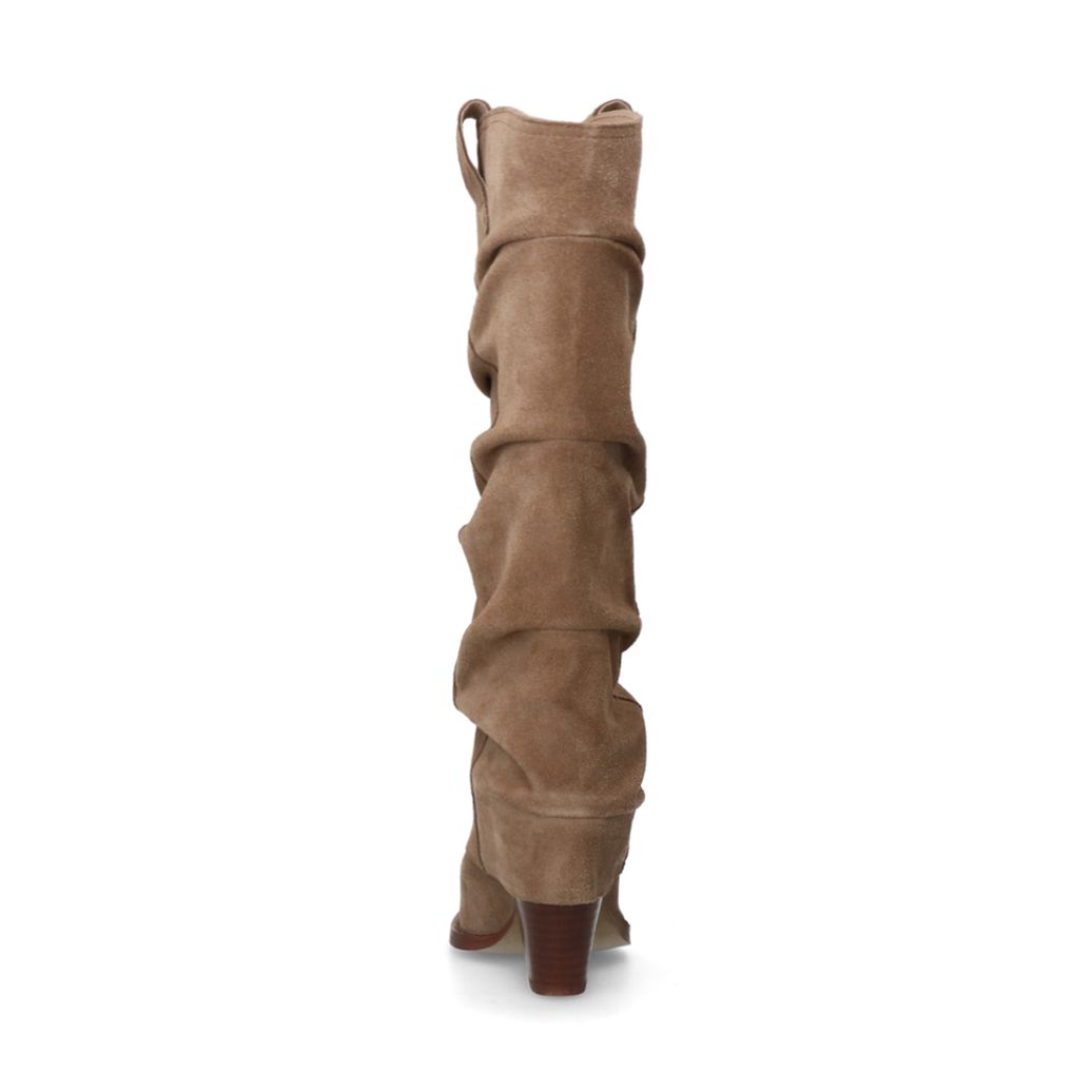 Beige suède cowboylaarzen met flap