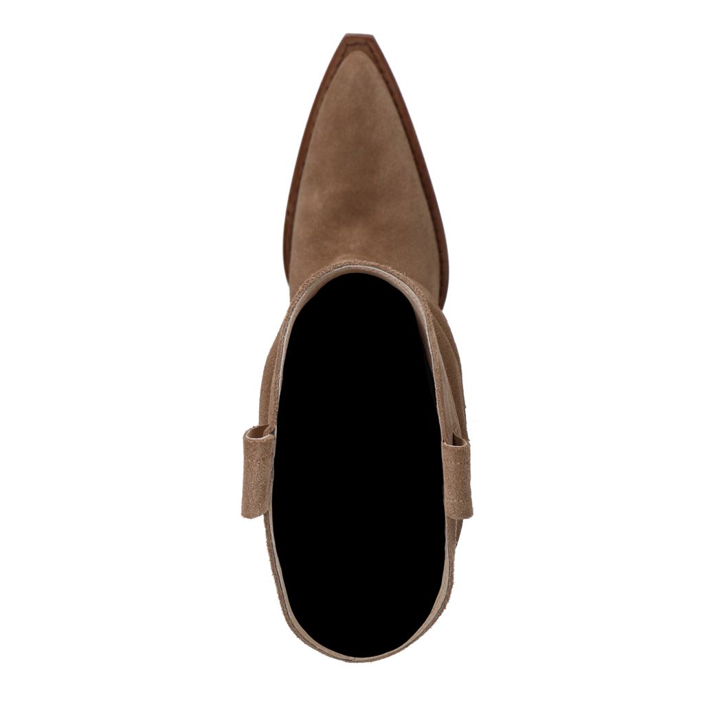 Beige suède cowboylaarzen met flap