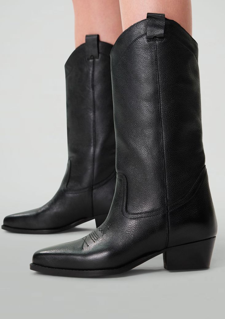 Zwarte leren cowboylaarzen