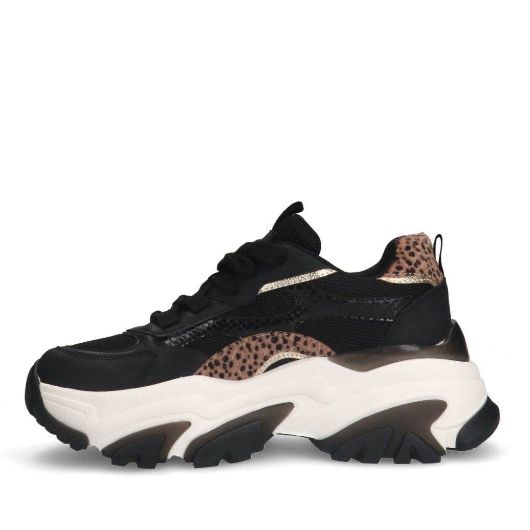 Zwarte sneakers met leopard print