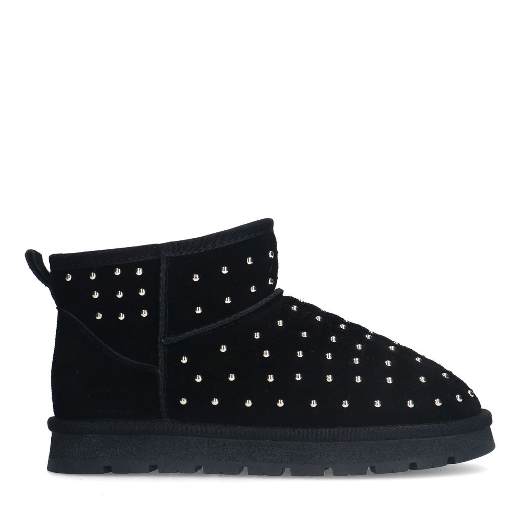 Zwarte suède enkelboots met studs