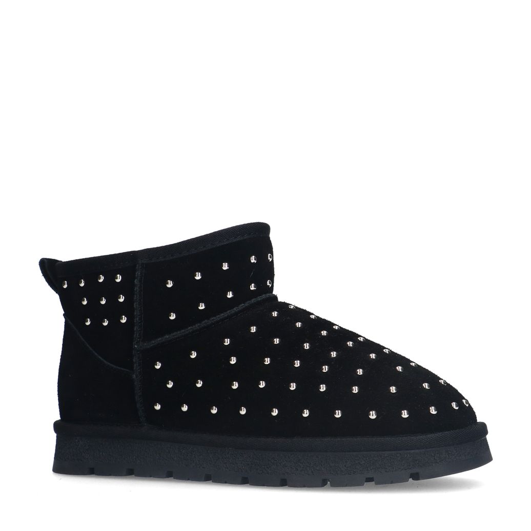 Zwarte suède enkelboots met studs