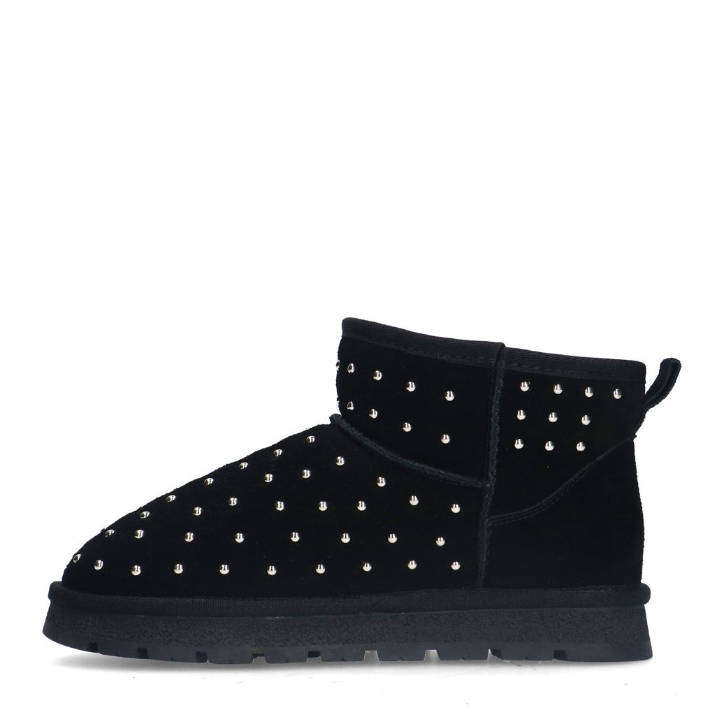 Zwarte suède enkelboots met studs