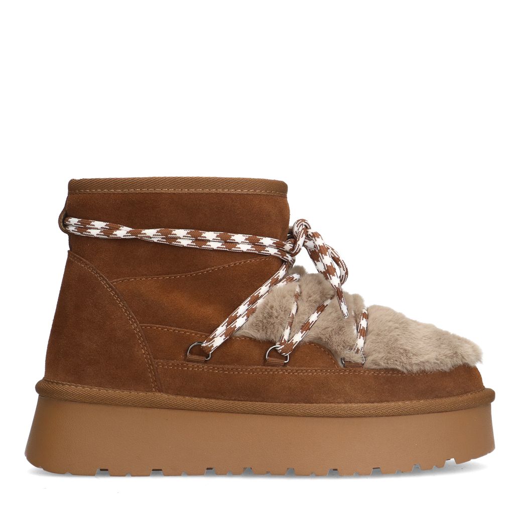 Bruine suède enkelboots met wol