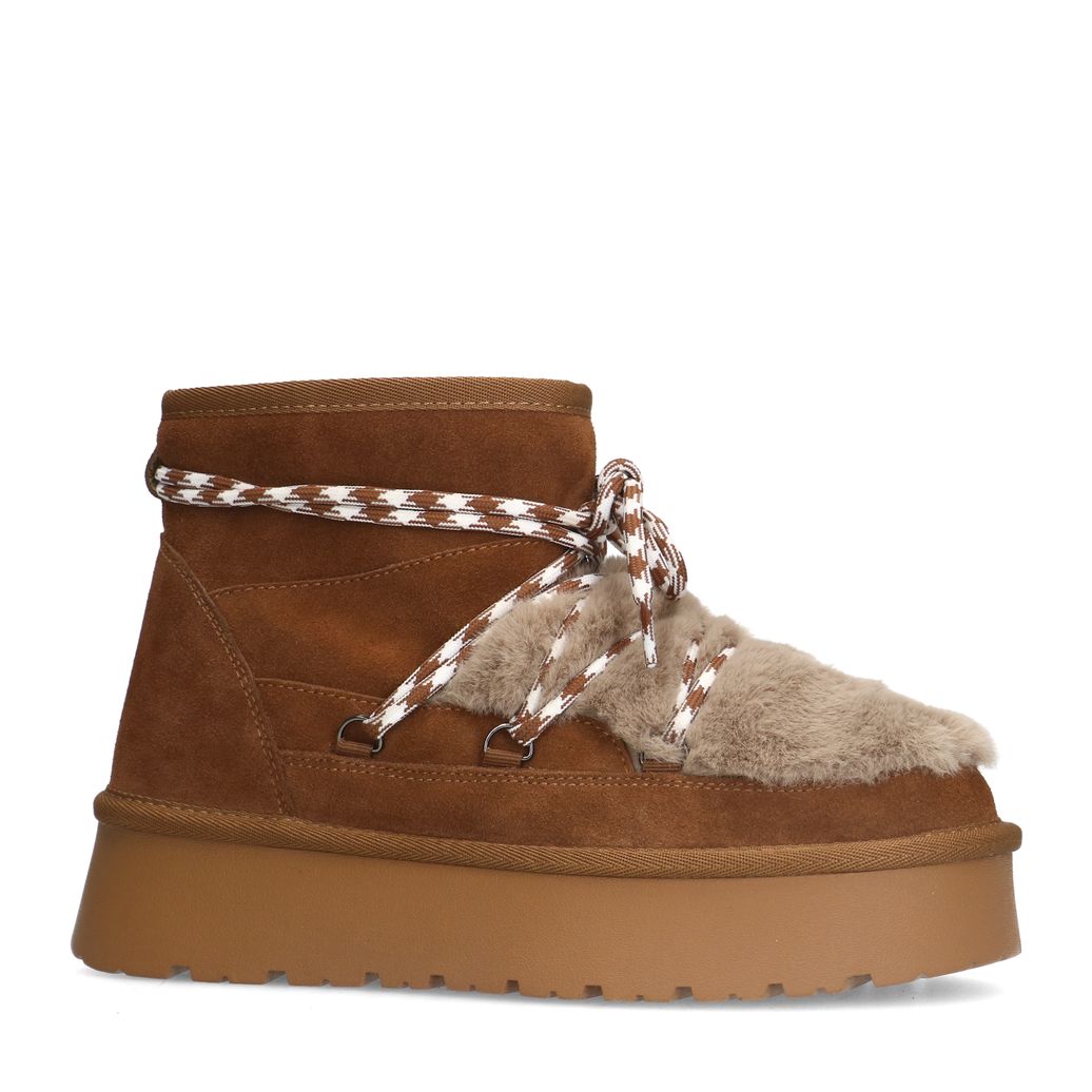 Bruine suède enkelboots met wol