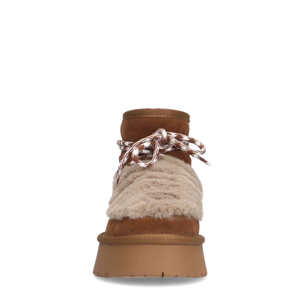 Bruine suède enkelboots met wol