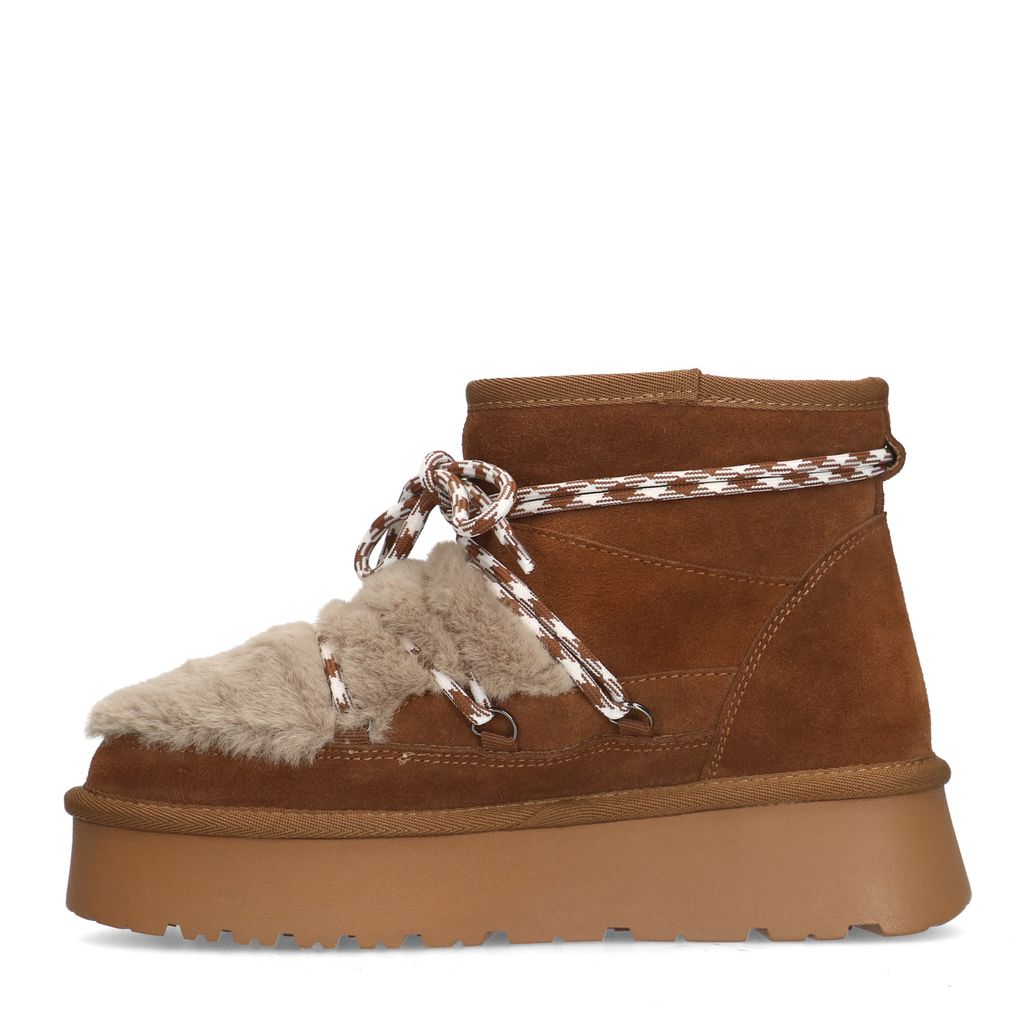 Bruine suède enkelboots met wol
