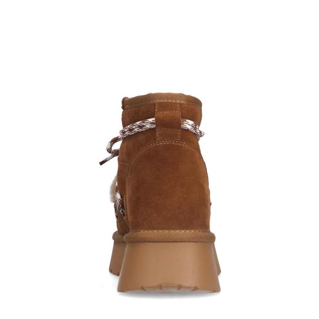 Bruine suède enkelboots met wol