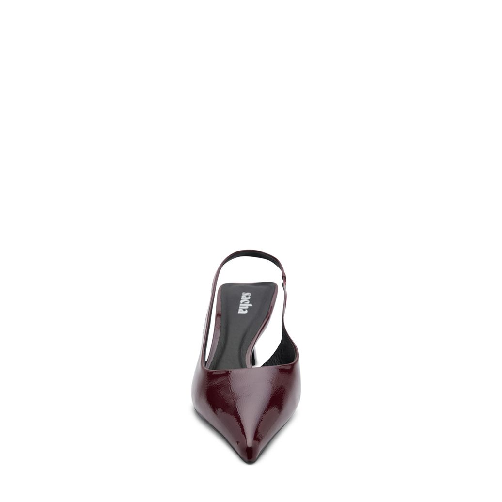 Bordeaux lak slingback pumps