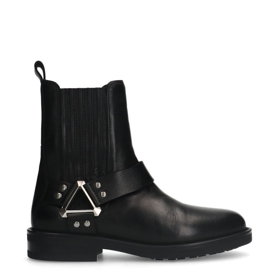 Bottes motardes en cuir - noir