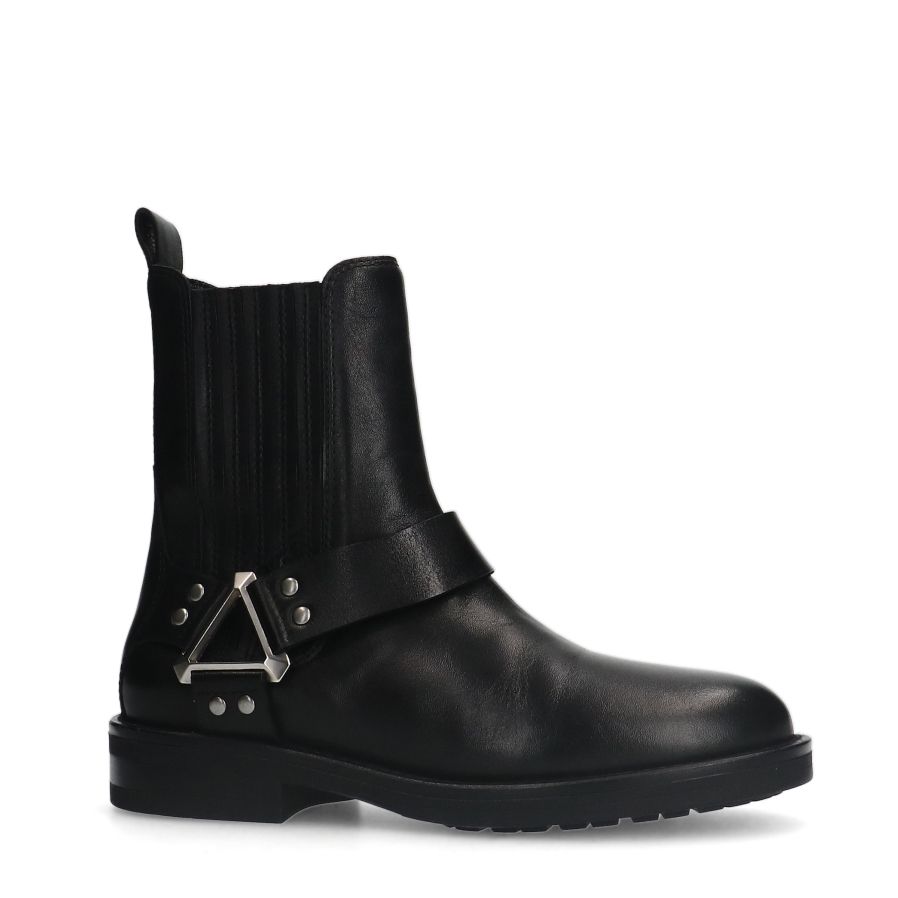 Bottes motardes en cuir - noir
