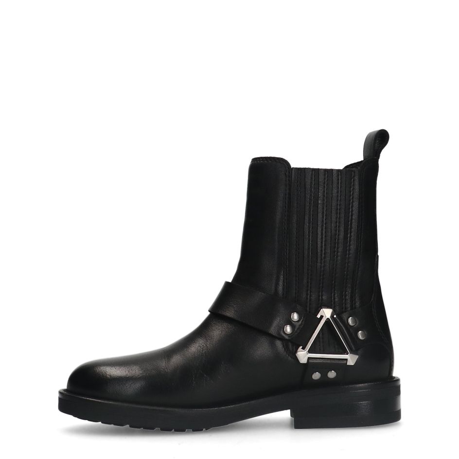 Bottes motardes en cuir - noir