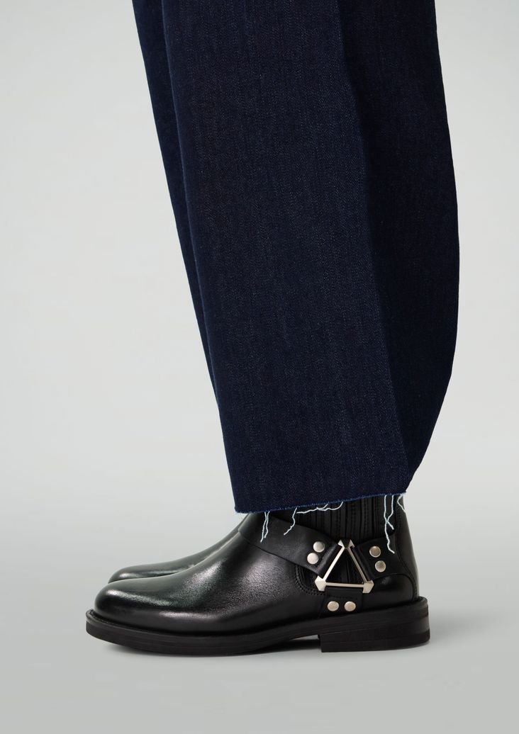 Bottes motardes en cuir - noir