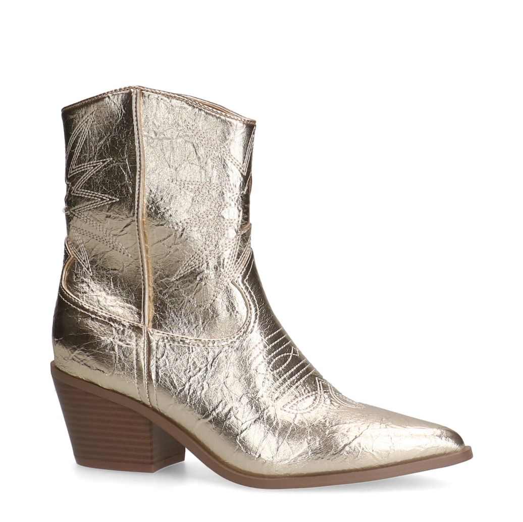 Goldfarbene Cowboystiefeletten in Metallic-Optik