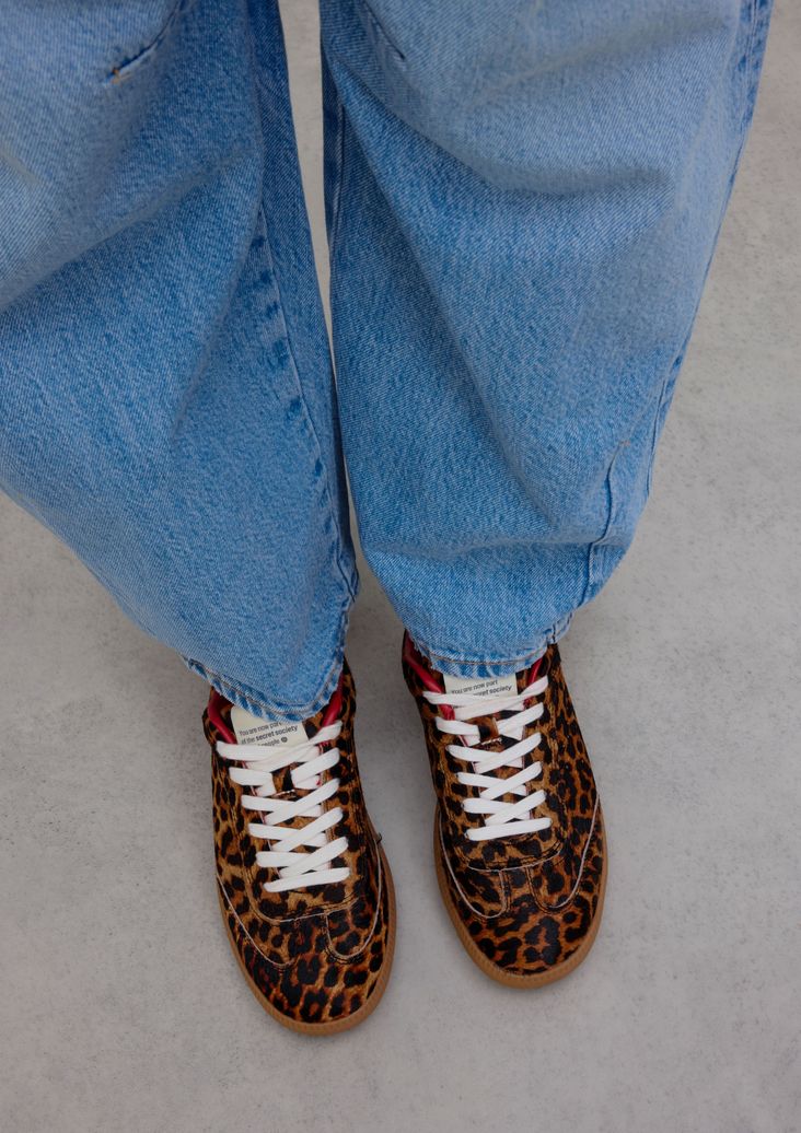 Leopard leren sneakers