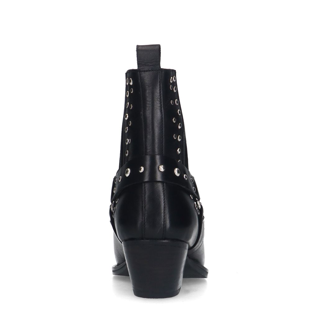 Zwarte leren western enkellaarsjes met studs