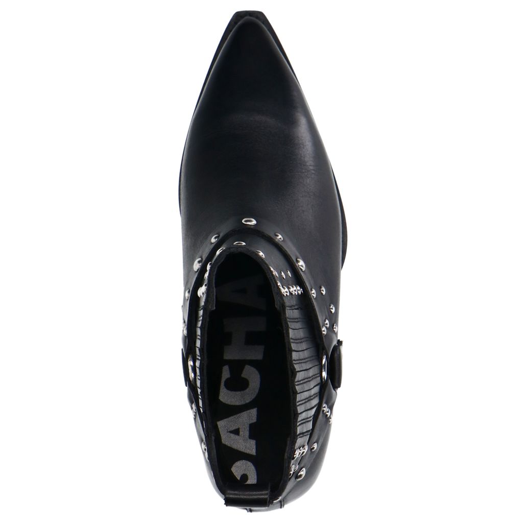 Zwarte leren western enkellaarsjes met studs