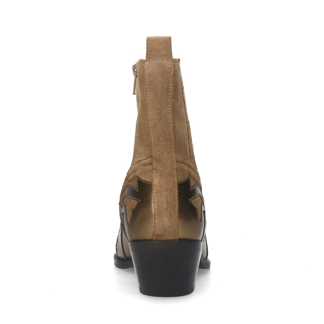 Santiags en daim avec détails en bronze - beige