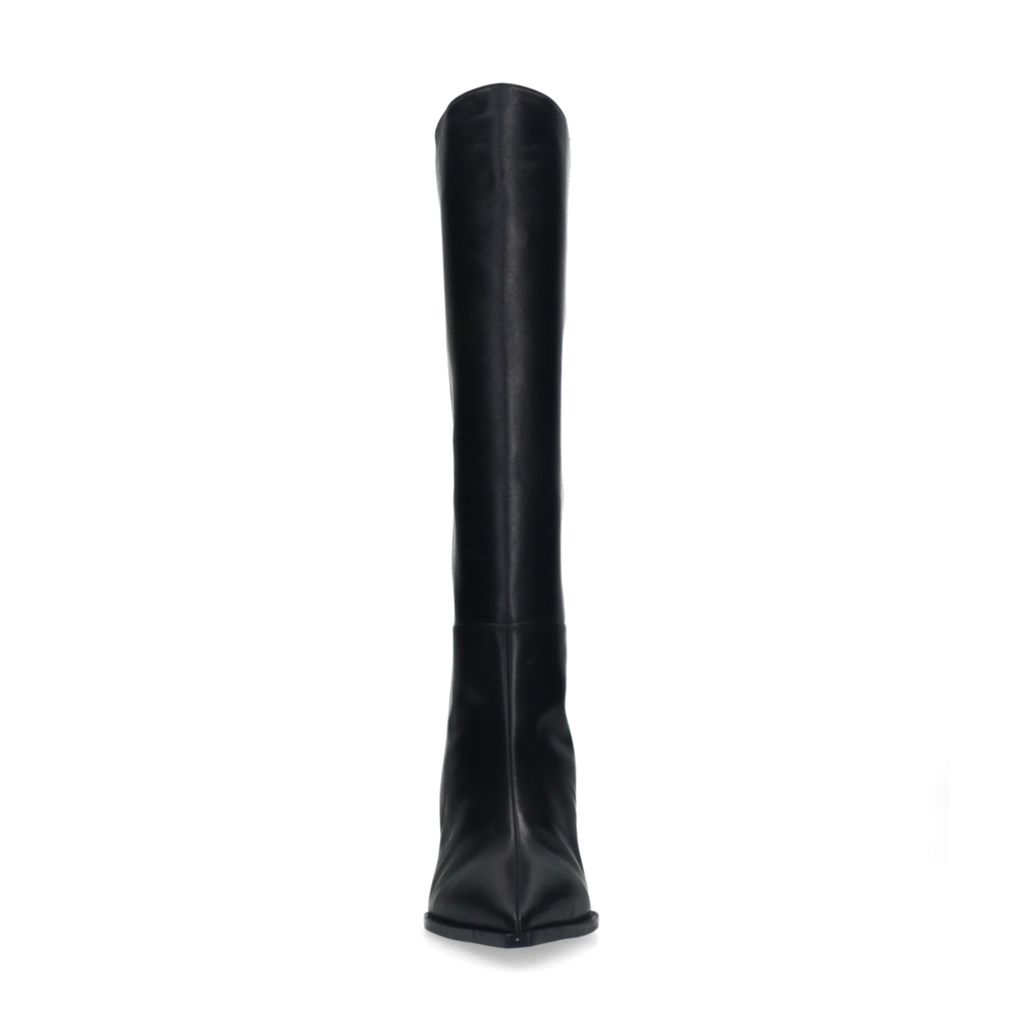 Schwarze Lederstiefel mit Kitten Heel