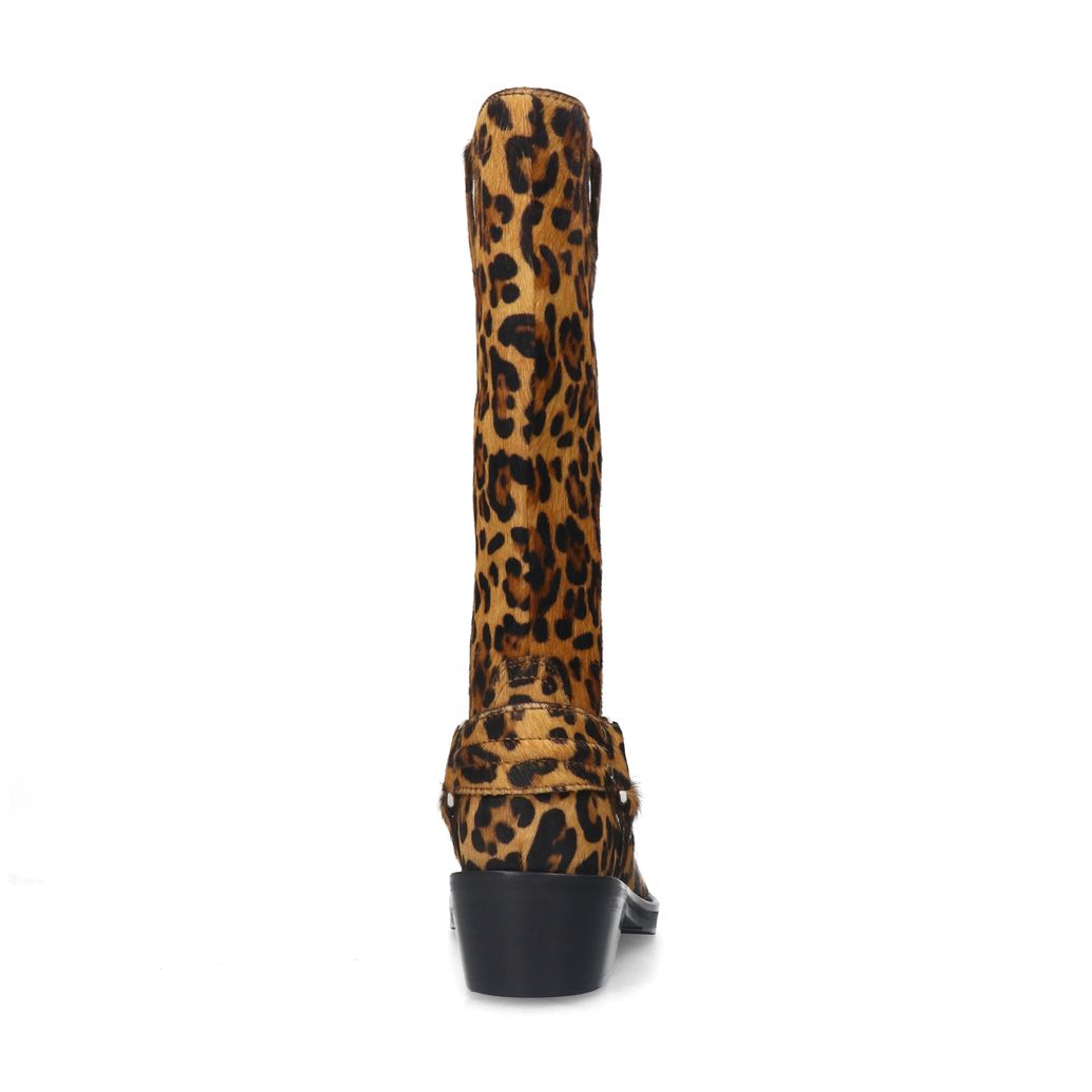 Leopard leren biker boots