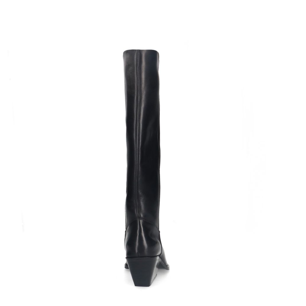 Bottes hautes en cuir à talon - noir