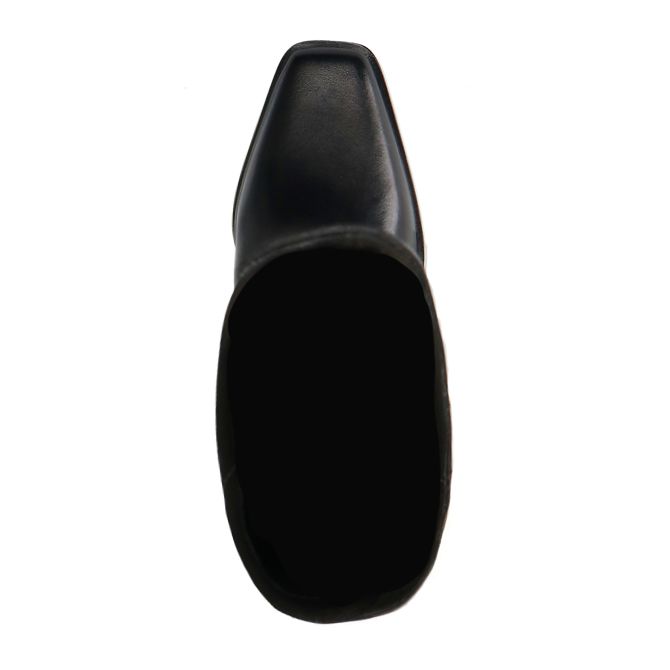 Bottes hautes en cuir à talon - noir