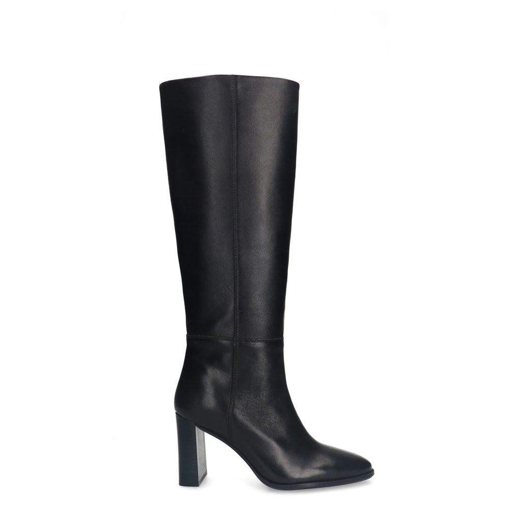 Bottes hautes en cuir à talon - noir