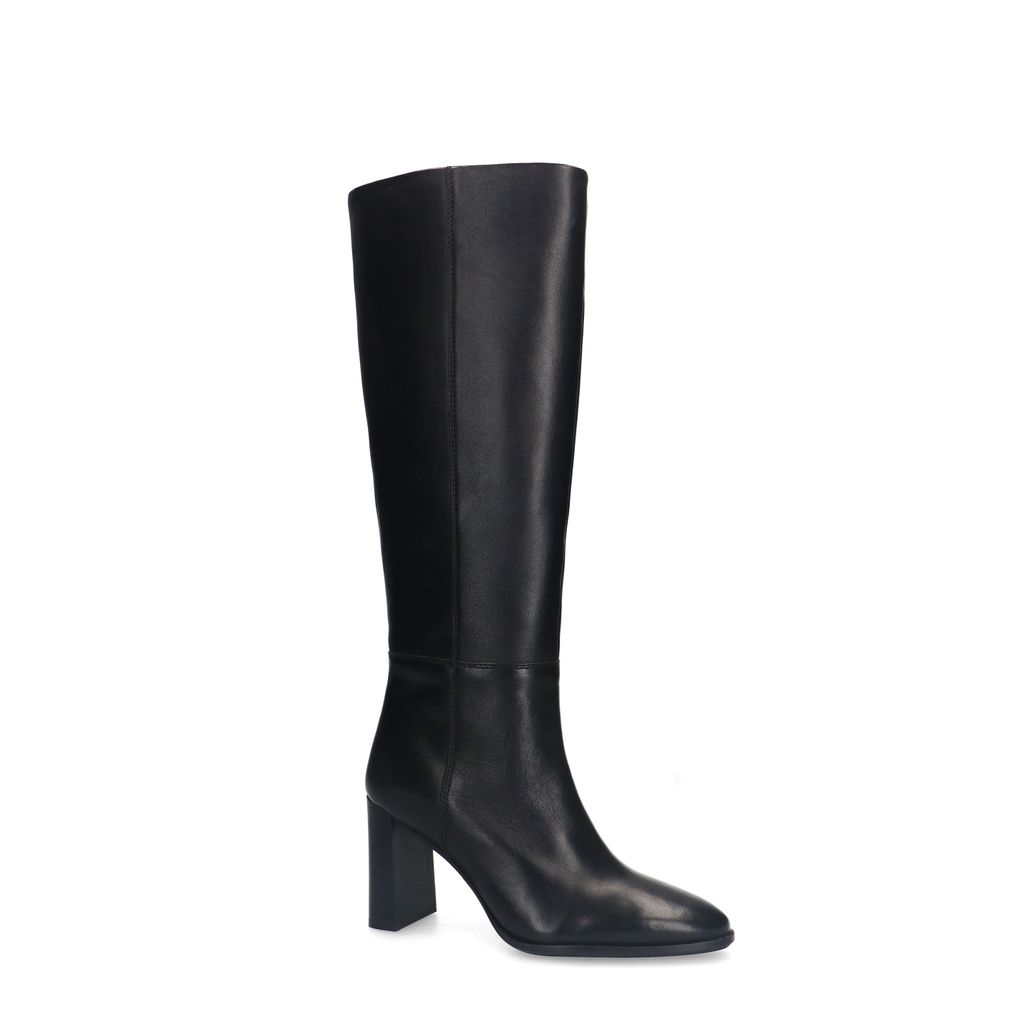 Schwarze Lederstiefel mit Absatz