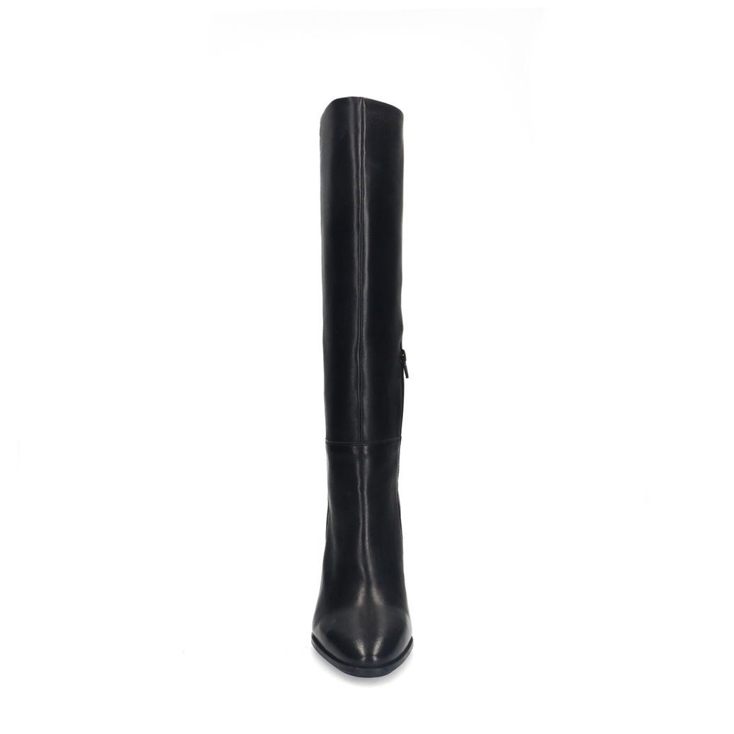 Schwarze Lederstiefel mit Absatz