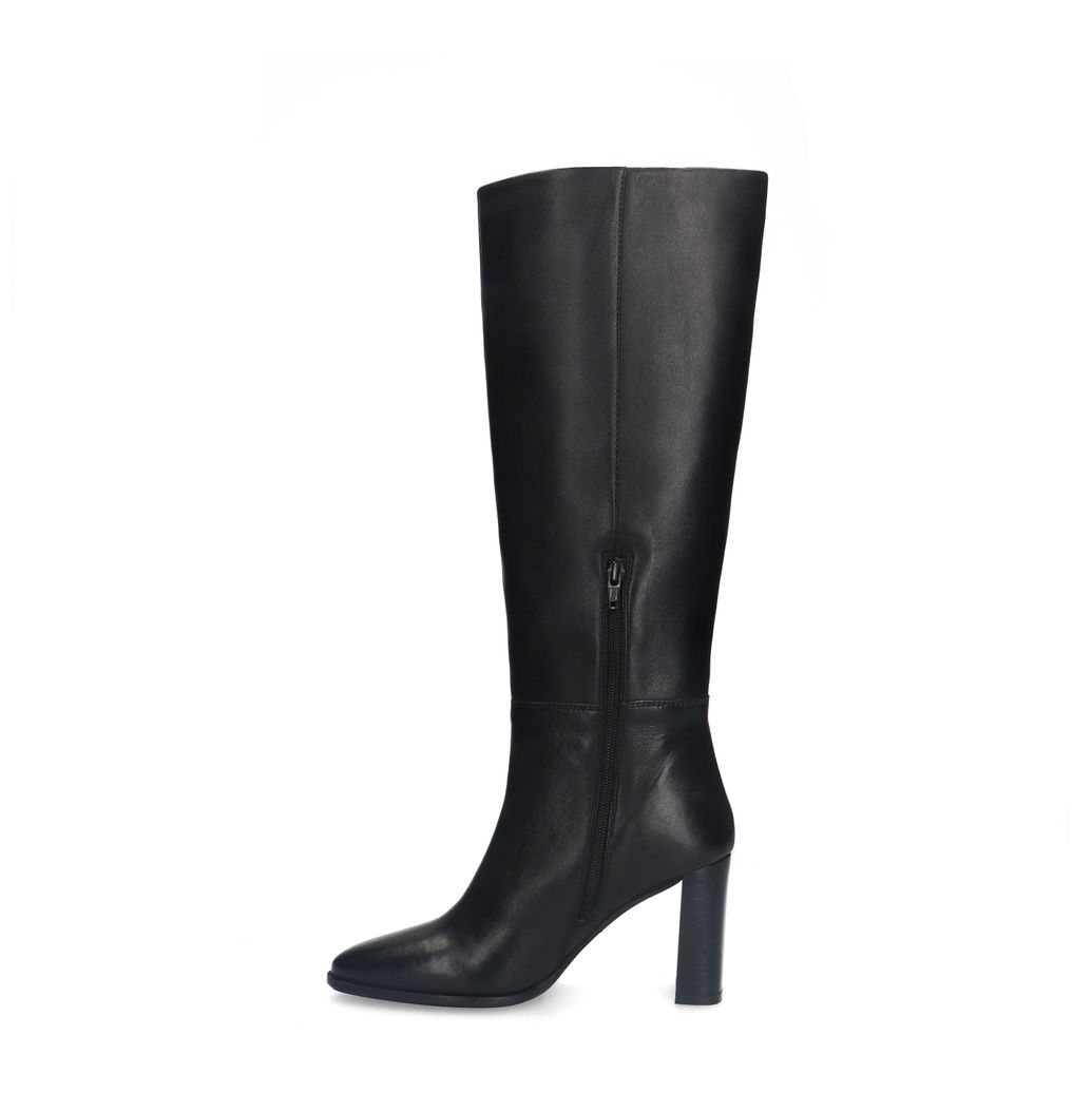 Bottes hautes en cuir à talon - noir