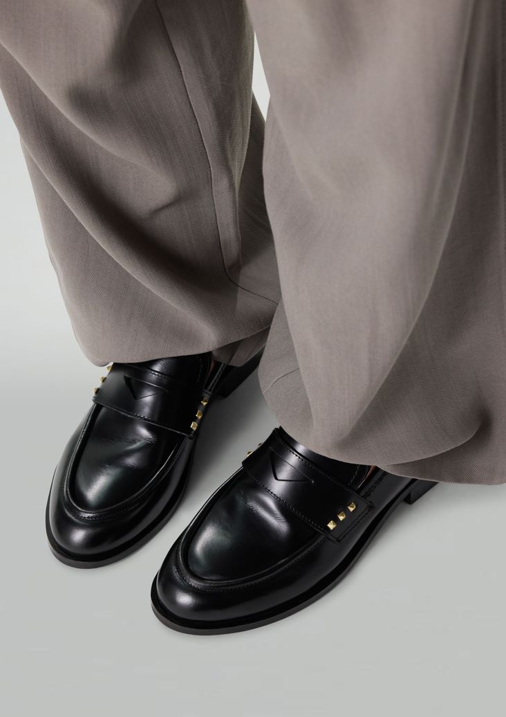Zwarte leren penny loafers