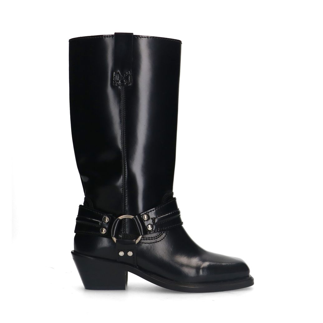 Bottes motardes en cuir - noir